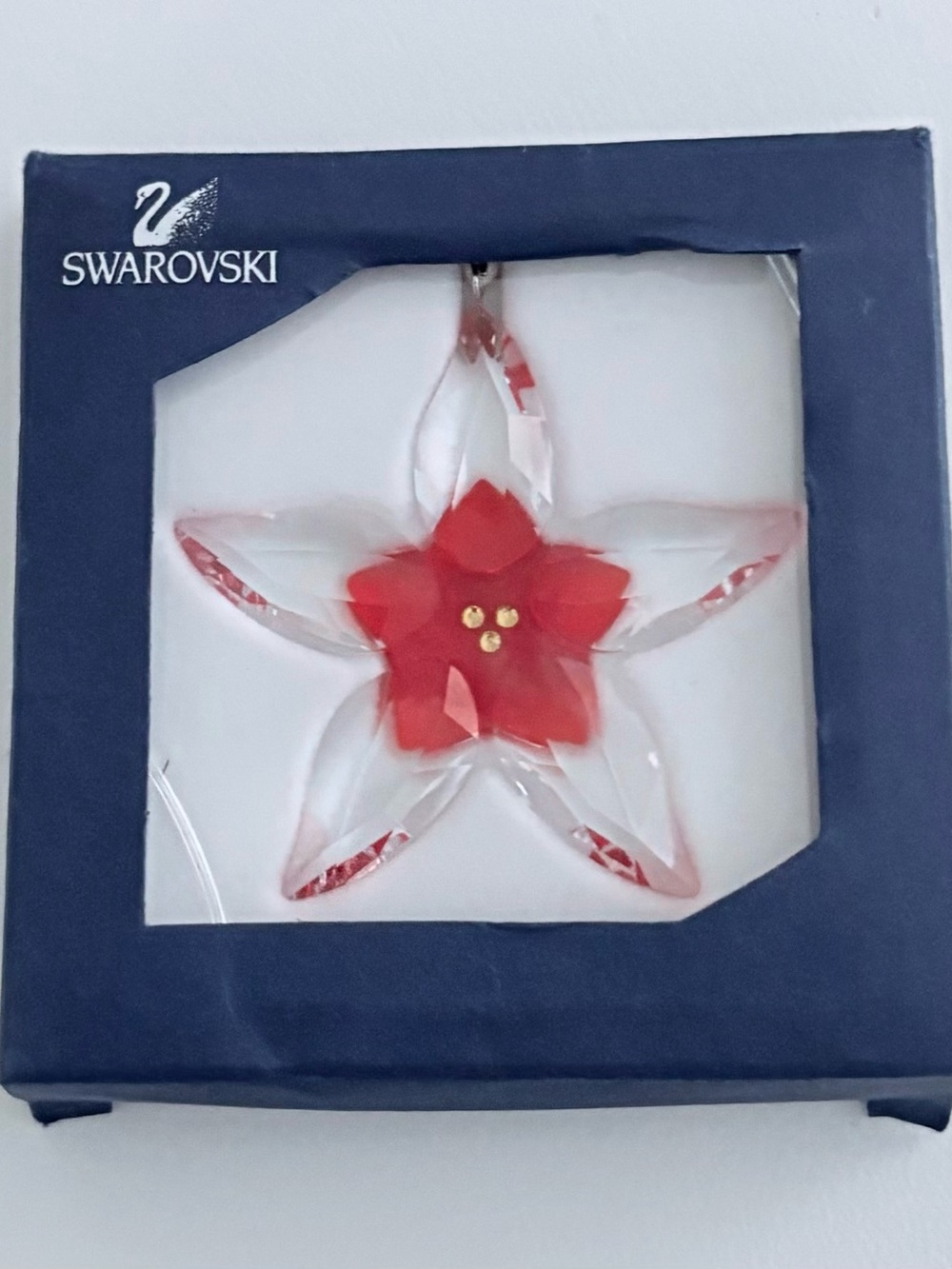 Swarovski Crystal Poinsettia Star Ornament In Box
